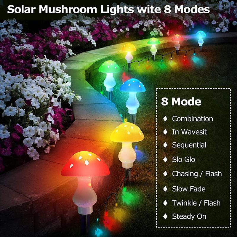 Outdoor Solar LED Mushroom String Lights - Garden Decorative Lamps