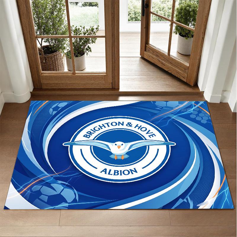 Brighton & Hove Albion Football Design Crystal Velvet Rug Soft Decorative Mat for Bedroom Entrance