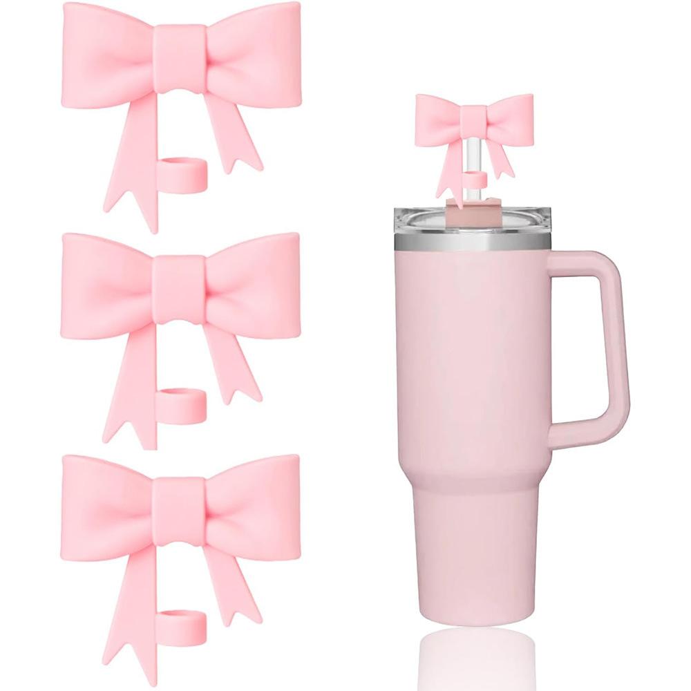 Reusable Toppers Silicone Accessories Bowknot Plug Bow Straw Cap Covers Dust-proof Straw Tips For Cups 30&40 Oz Tumbler