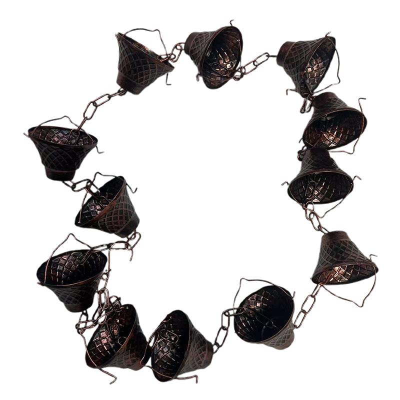 Regnkjede, Takrenne Nedløp Avleder Utendørs Metall Kobber Rutete Regnvannsforlengelser, 12 Kopper