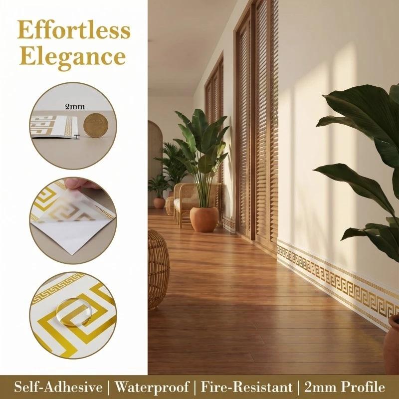 Wall Border Sticker Waterproof PET Baseboard Decal Farmhouse Wallpaper Design for Dining Room Pantry Wall Decoration