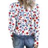 Women’s Casual Long Sleeve Ribbed Crew Neck Top with Floral Print Pullover Lightweight Stretchy Knitwear for Daily Wear