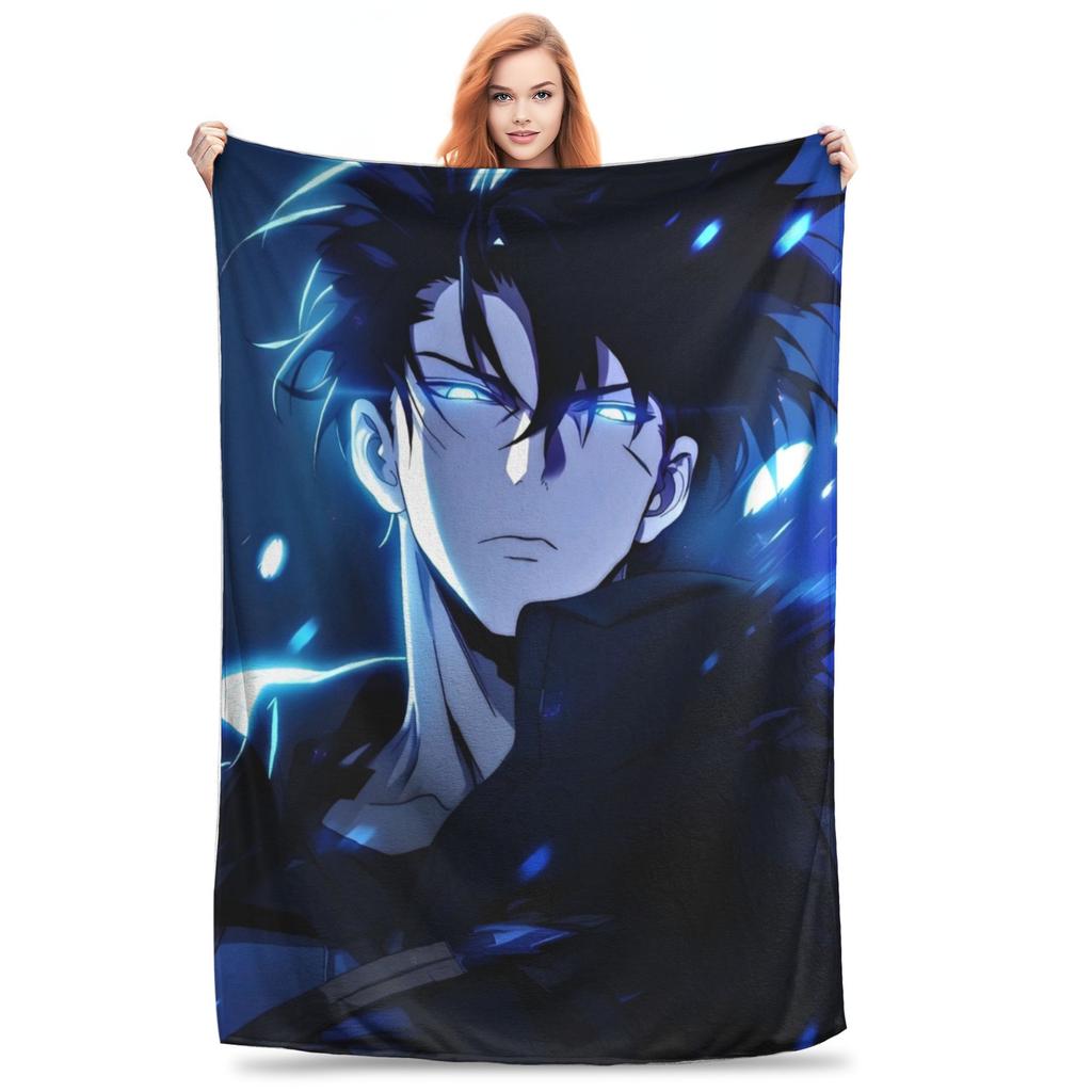 Solo S-ung Jin-woo Leveling Blankets Anime Solo Leveling Plush Vintage Breathable Throw Blankets for Home Winter