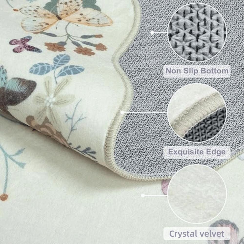 Non-Slip Indoor Door Mat Soft Small Kitchen Rug Butterfly Entryway Rug  for Bathroom Bedroom