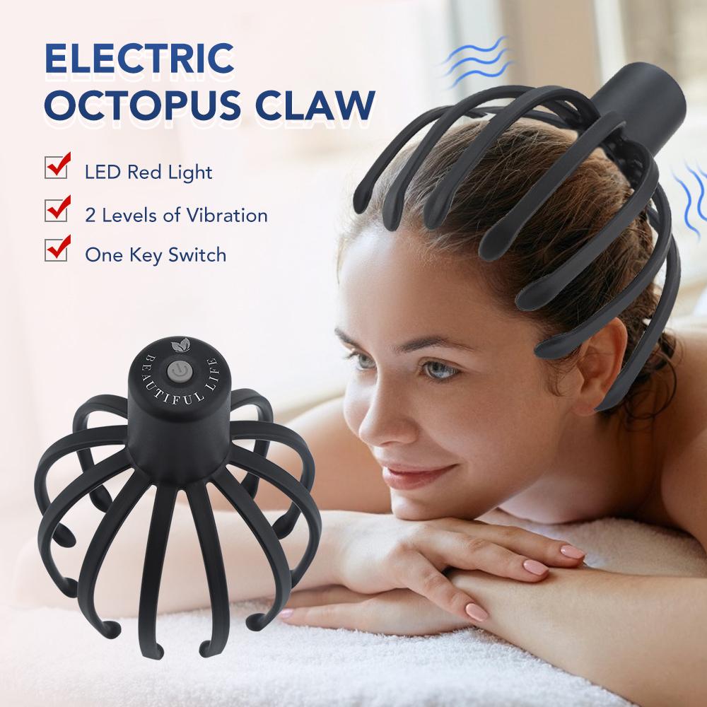 Electric Octopus Claw Scalp Massager for Stress Relief Hair Stimulation Head Scratcher Health Care Personal Care Device