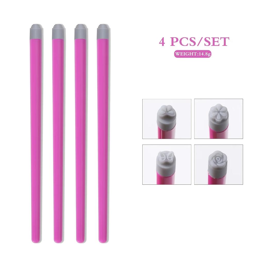 4/6/10/12pcs Nail Art Stamp Pen Set,Flower Butterfly Pattern Nail Transfer Print Tool, Non-Alcoholic Nail Stamping Kit For Women