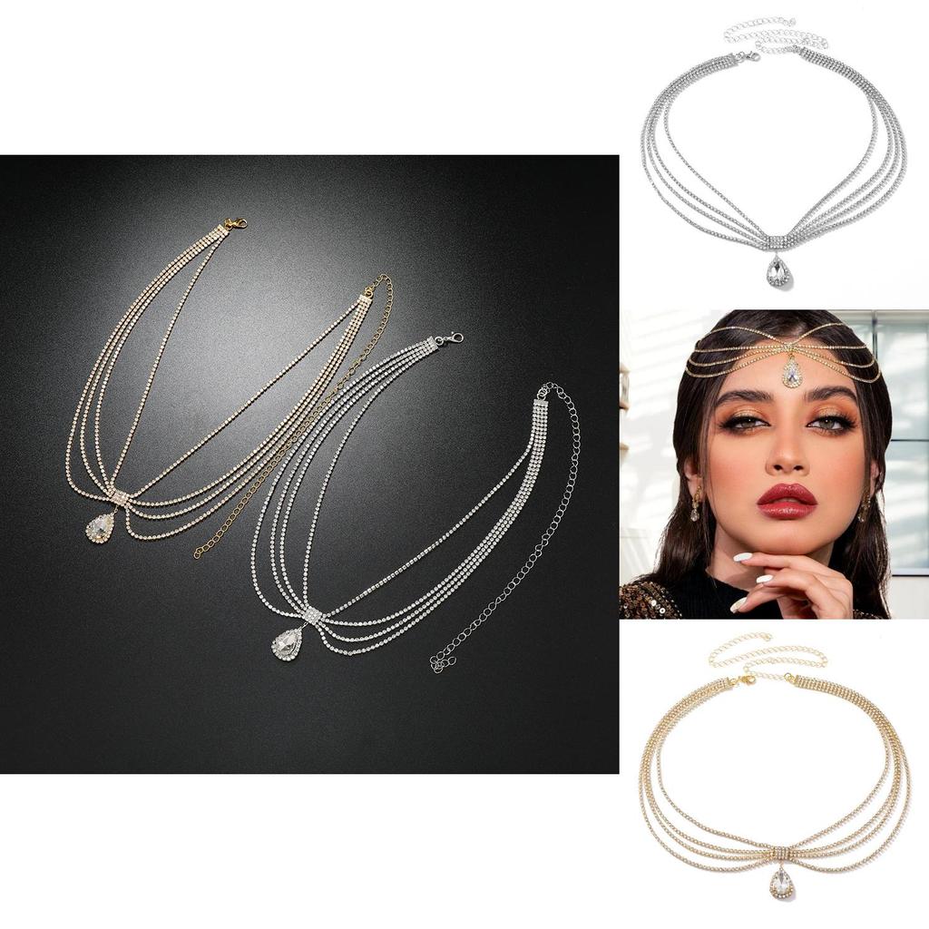 Ethnic Feng Shui Diamond Pendant Design Multi Layer Chain Women Headpiece For Women Travel Gift