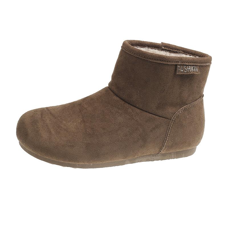 Winter 2025 new matte leather flat-bottomed retro Martin boots women's velvet warm ugly big-headed snow cotton boots