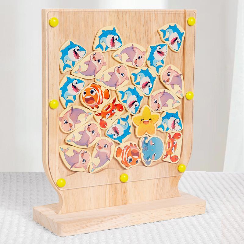 Shark Wooden Fun Dolphin Marine Creature Shape Logic Training Board Game