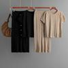 Fashion Style Fashion Knitted Short-Sleeved Shirt Skirt Two-piece Set Knitted Top and Skirt Set