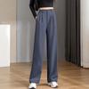 Women's 2025 High Waist Slim Fit Loose Draped Gray or Black Suit Pants for Spring and Autumn