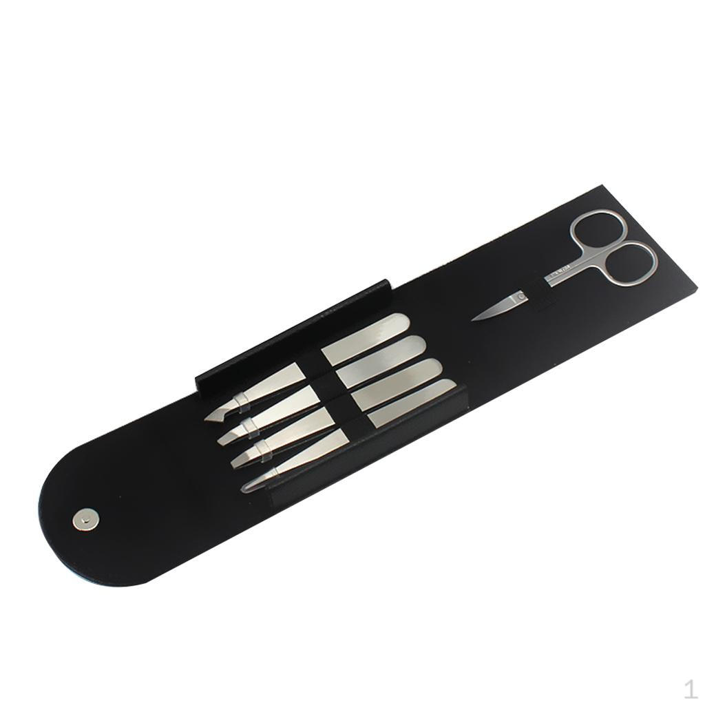

5 Pcs Eyebrow Tweezers Inclined Tip Resistant Flat Accessories срібний