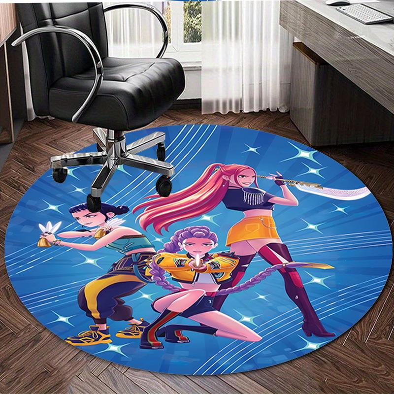 1pc KPop Demon Hunters8 Design Printed Area Round Carpet for Bedroom Living Room Home Decor Rugs Mat Non Slip Mat Rug for Bedside