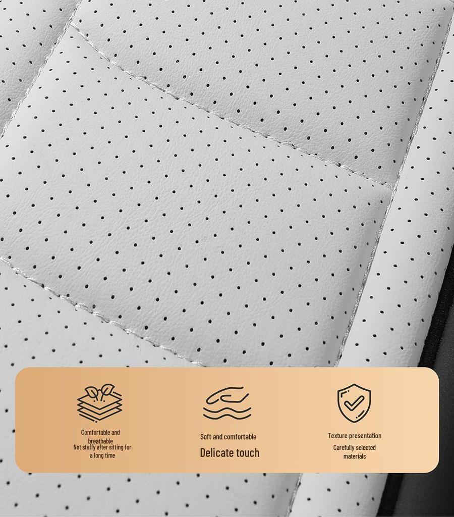 Universal All-Season Breathable Leather Car Seat Cover, Wear-Resistant, Full Surround, Fits Most Models