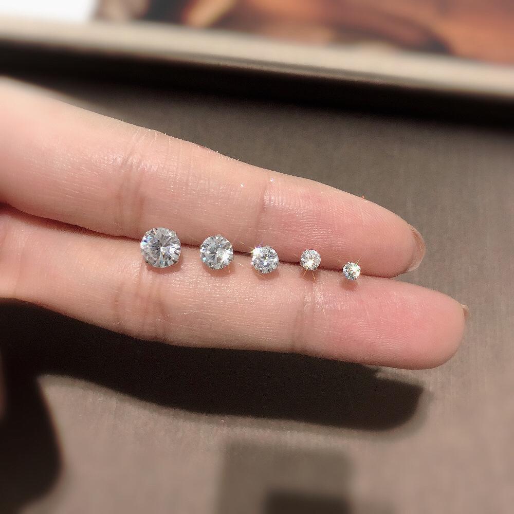 Super Flash Diamond Small Stud Earrings 3-6mm Men's and Women's Zircon Simple Earbone Stud Earrings