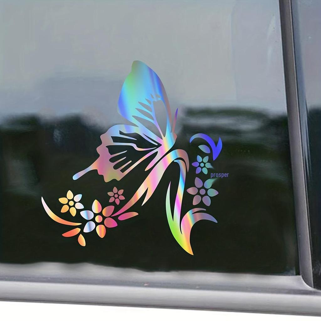 14.2x15.2cm Butterfly Love Flower Car Decoration Sticker