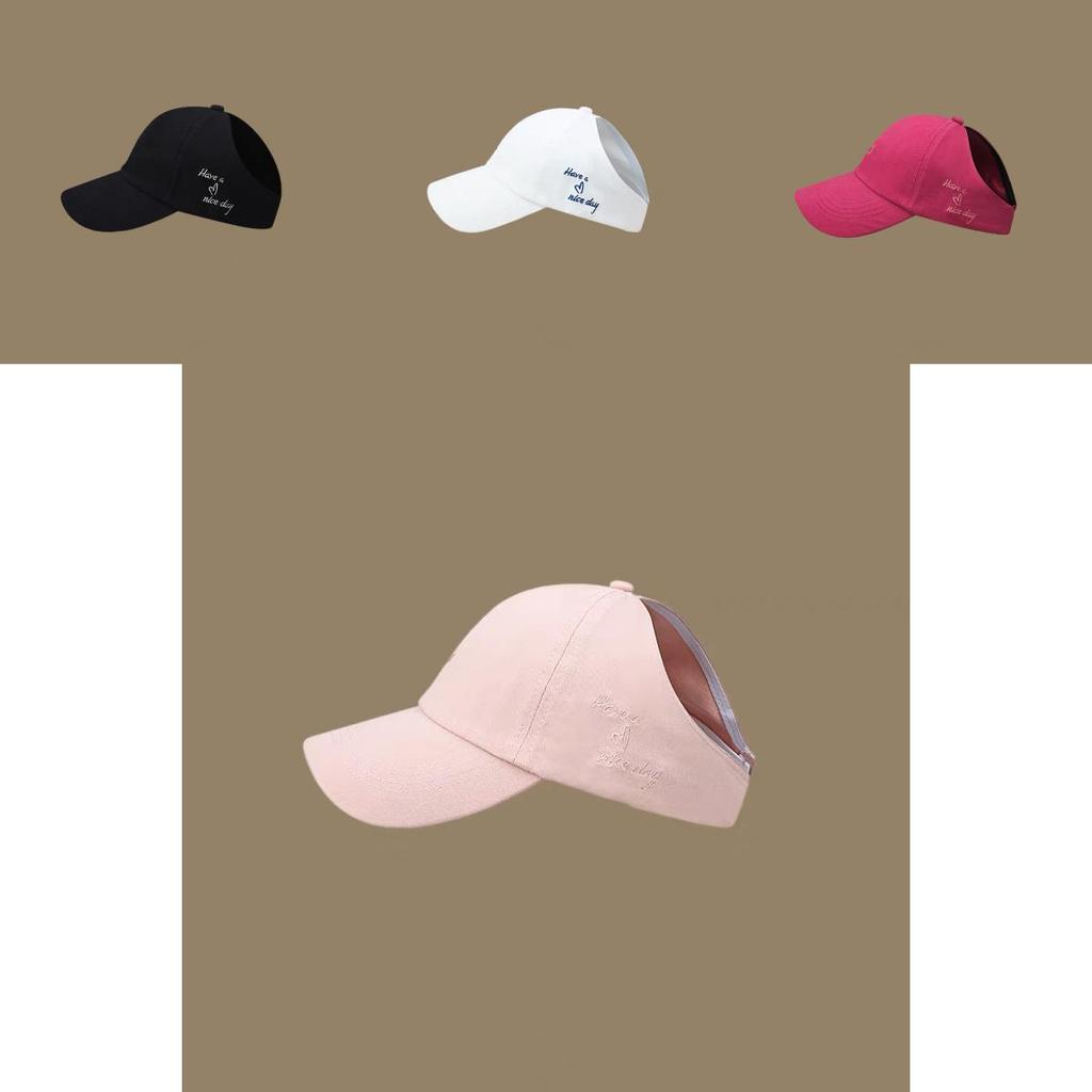 Trendy 2024 Adjustable Cotton Baseball Cap For Women With Ponytail Opening And Sun Protection