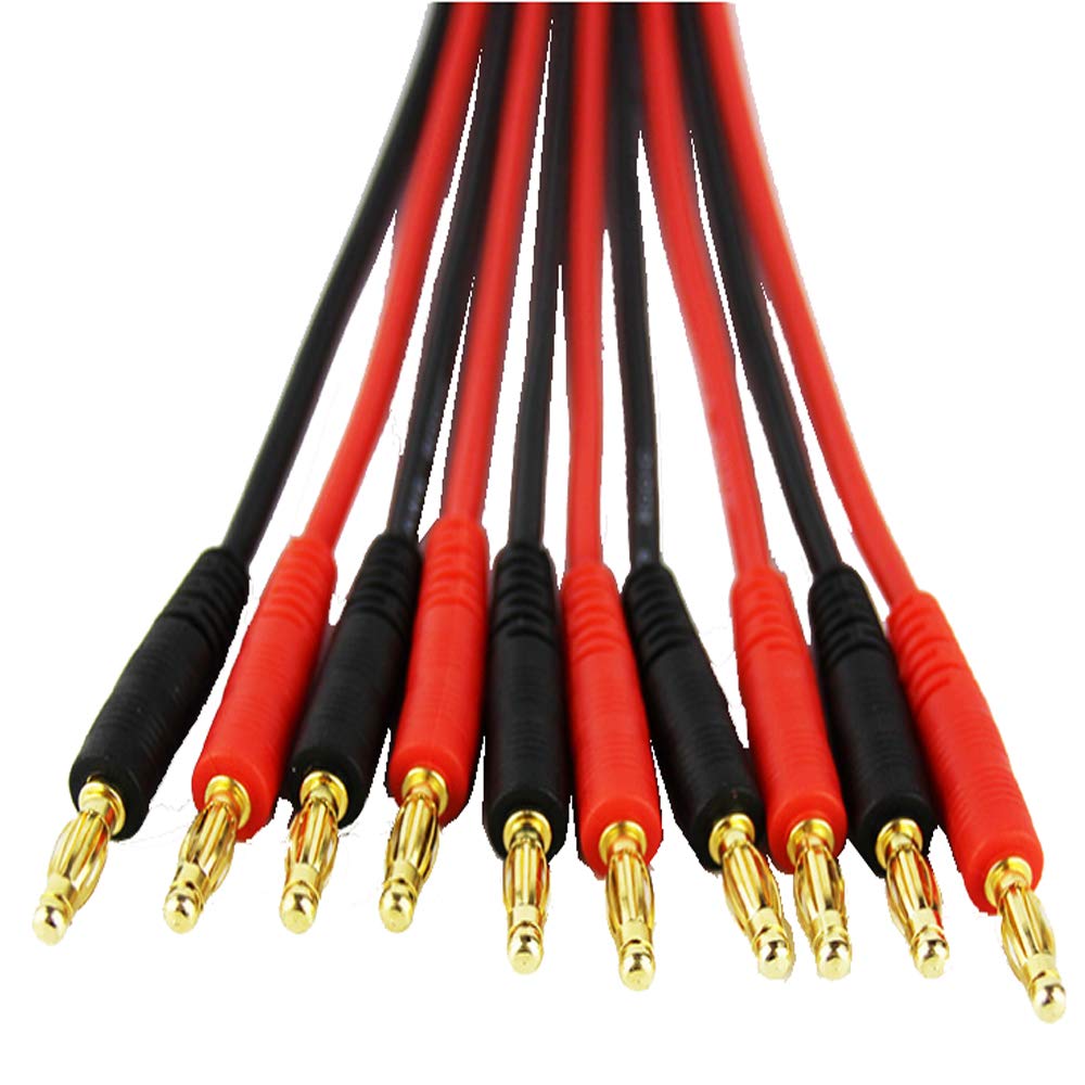 Nikitea Yiqigou 2pcs XT30 Male Plug Connector Adapter to Convert 30cm 16AWG Cable Wire to 4mm Banana Plug Connector Adapter 4.0mm