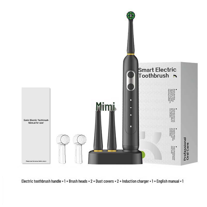 

Electric Toothbrush Set with Induction Charging, Button Control, Soft Bristles, Sterilization, and Long-lasting Battery.