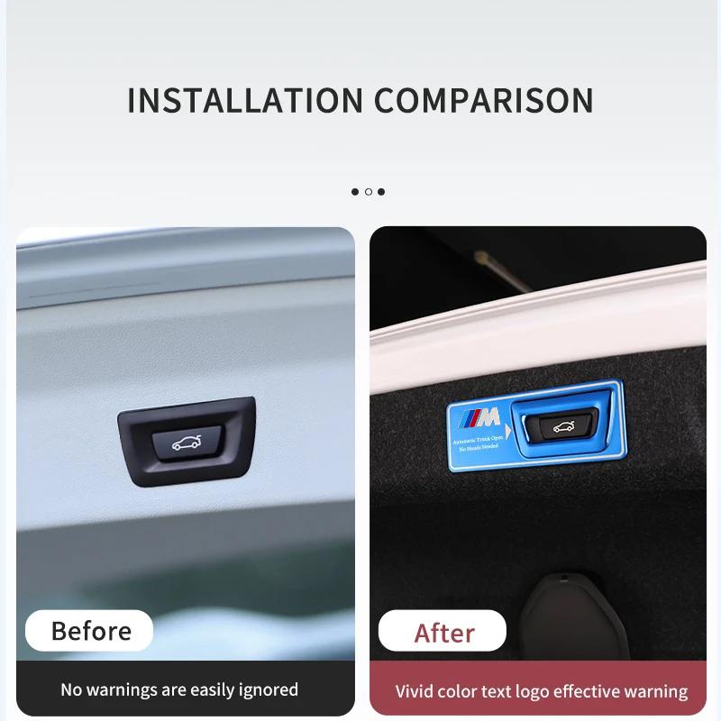 BAGI7 2026 Car Sticker Car Electric Tailgate Reminder Sticker Carbon Trunk Switch Cover For BMW X1 X2 X3 X4 X5 X6 X7 G05 G20 G30 6GT E