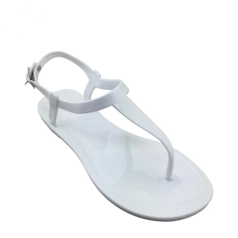Letnie damskie sandały galaretkowe PVC płaska podeszwa na zewnątrz plaża casual kryształowe sandały damskie Sandalias Damskie buty Zapatos De Mujer 37 white