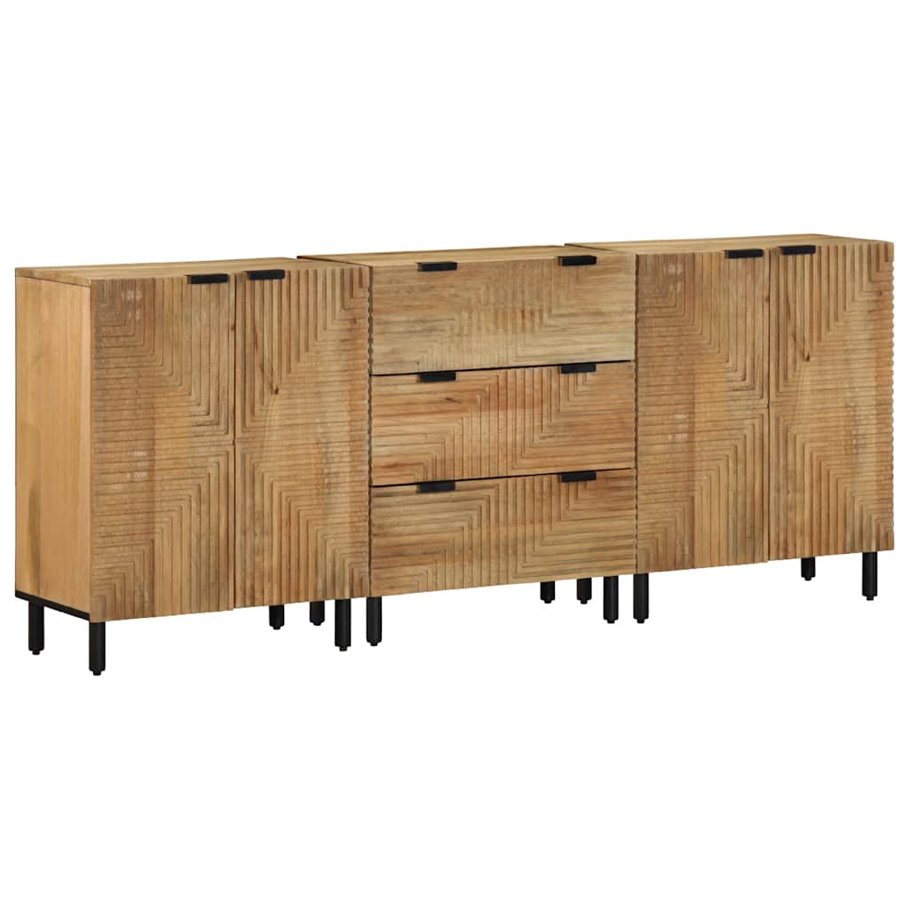 3 Piece Sideboards Brown 60x33x75 Cm Solid Mango Wood