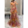 Spring Summer New Mesh Print Slip Dress for Women Crossborder European American Style