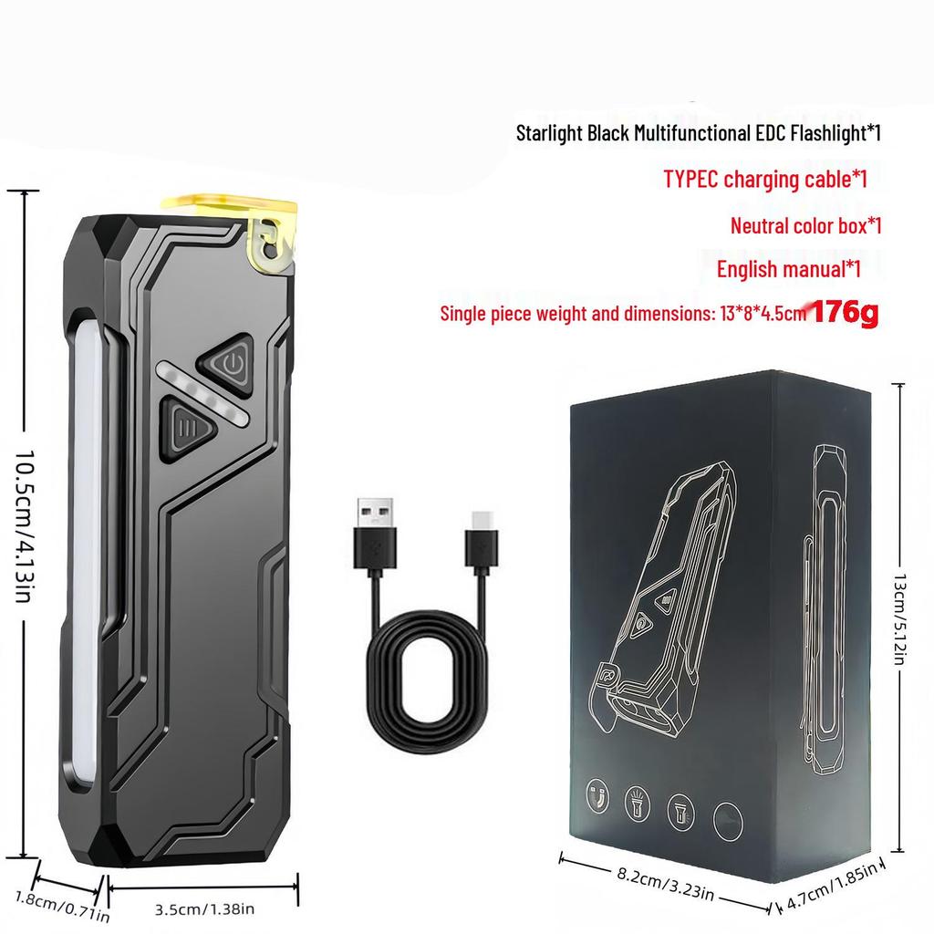 Ultra-thin Tactical Flashlight: Multifunctional, High-Intensity, Magnetic with Back Clip, Colorful High-Endurance Work Light.