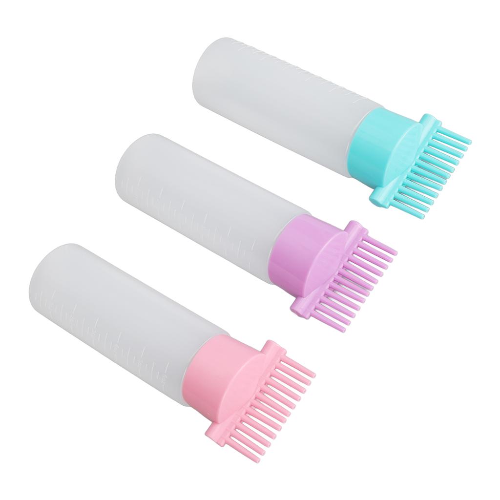 3pcs Root Comb Applicator Bottle for Hair Dye Graduated Scale Squeeze Hair Oil Applicator Brush 6 Oz