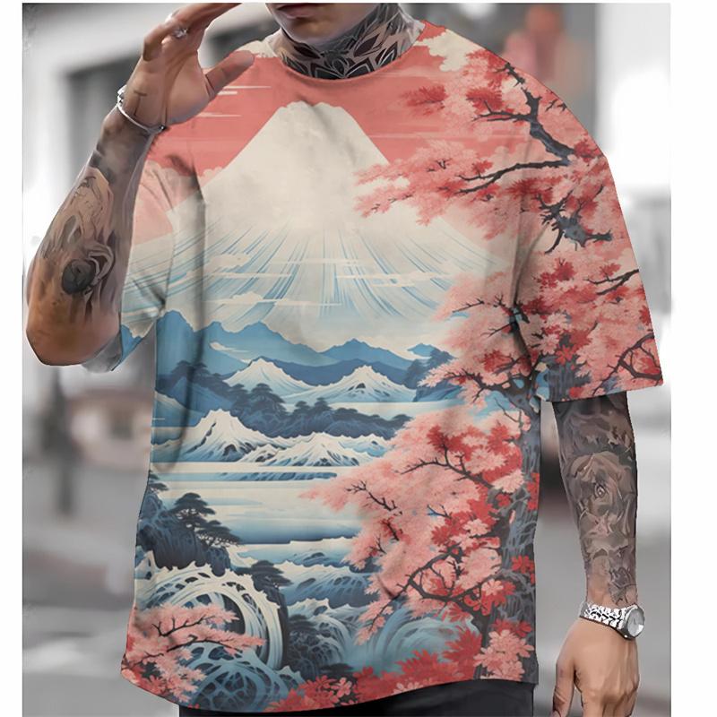 Summer Snow Mountain 3D Print T-Shirts Streetwear Men FashionCasual Oversized O-Neck Short Sleeved T Shirt Tees Tops Clothing