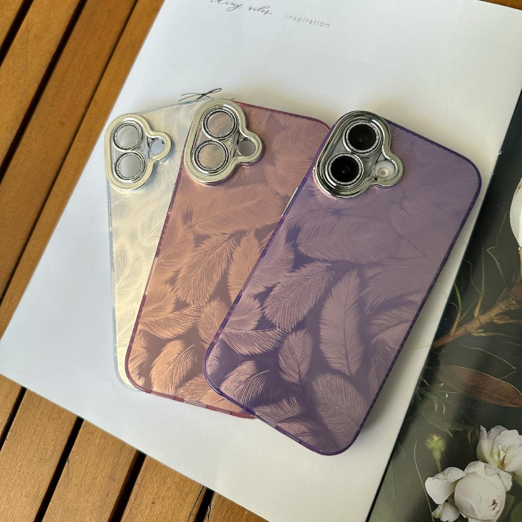 Für iPhone 16 Hülle Kratzfest TPU+PC Handyhülle Federmuster