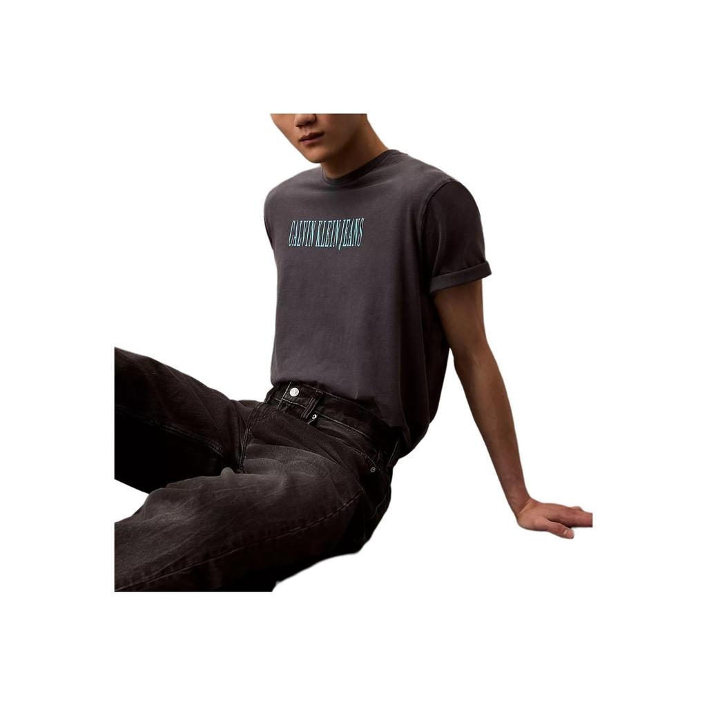 Calvin Klein Minimalist Comfortable Versatile Casual Pattern Round Neck Short Sleeve T-Shirt Men Tops Ebony 4RB854G-411