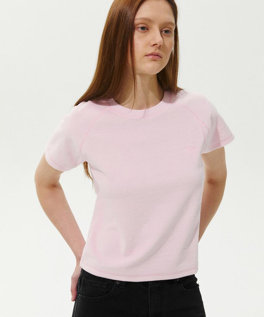PLAC WOMEN Velour Raglan Short Sleeve T-Shirt Pink