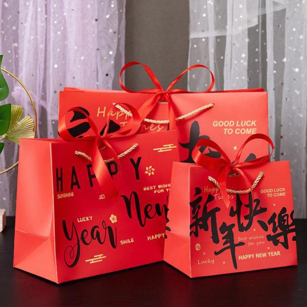 Paper Gift Packing Bag Bow Ribbon Clothing Handle Bag Durable Present Wrap Bag  Celebration