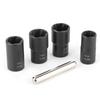 5 Piece Damaged Nut Removal Set, 1Celsius2 Inch Spiral Socket and Straight Bar for Removing Stuck Nuts with Plastic Box
