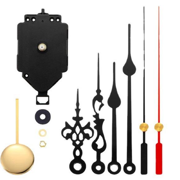 Quartz Clock Movement Set: Metal Hour, Minute & Second Hands with Pendulum In Various Shaft Lengths