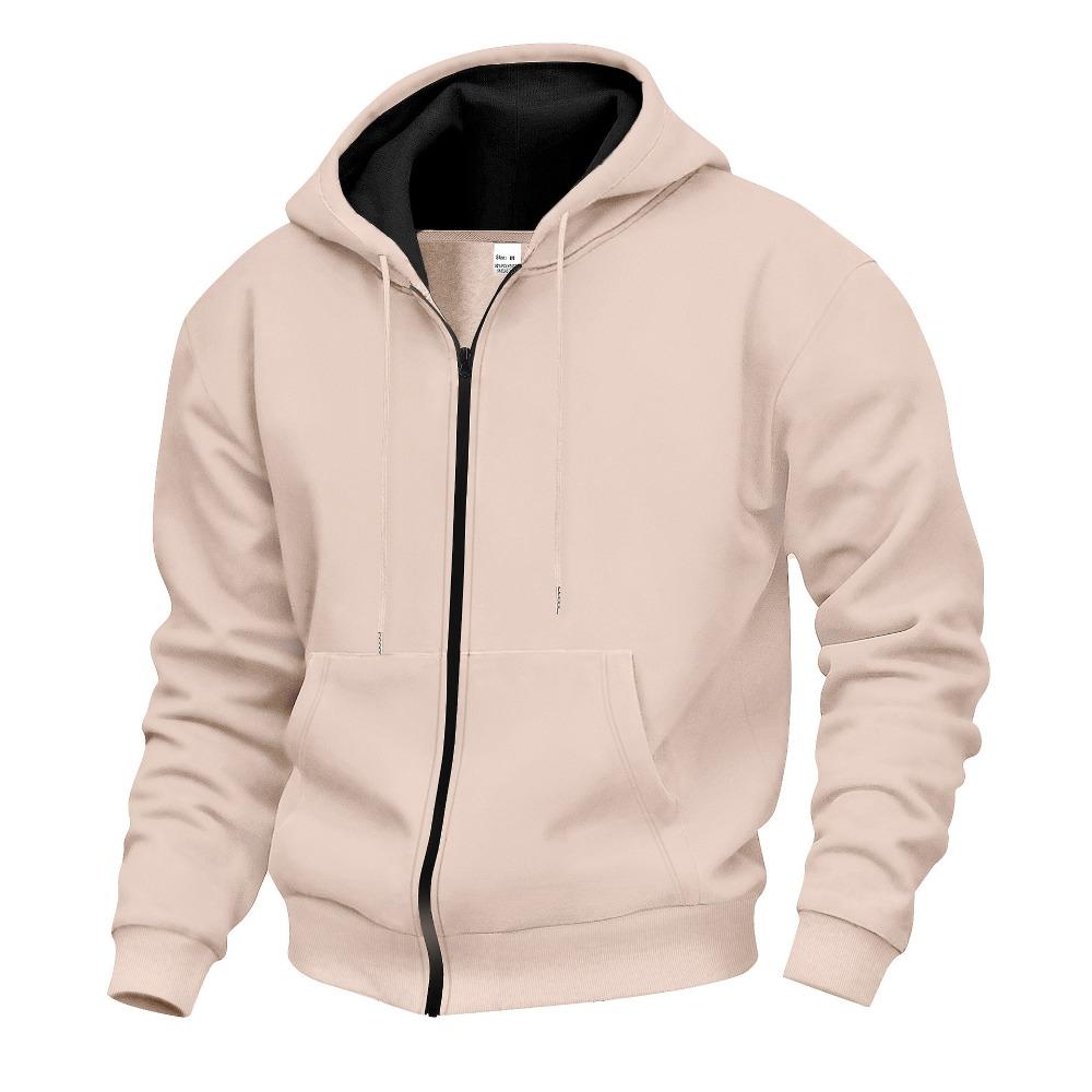 Men s Comfortable Thick Hooded Sweatshirt, Zipper Sports Shirt, Long Sleeved Sweatshirt, Autumn and Winter Season S хаки