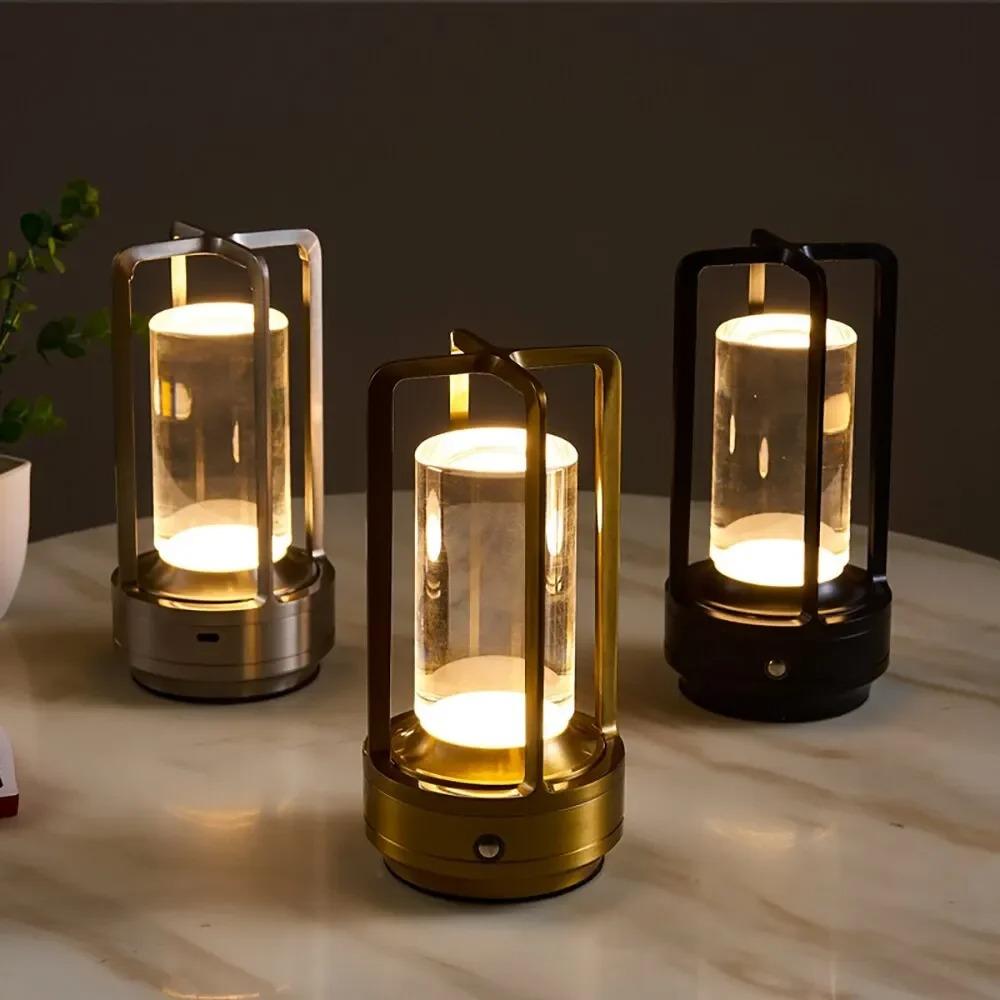 

Industrial Table Lamp for Cafe Bar 3 Levels Dimmable Crystal Atmosphere Light Black
