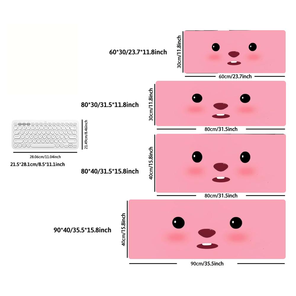 XXL Cute Cow Print Mousepad Cartoon Cow Face Pattern Deskmat Non-Slip Rubber Gaming PC Keyboard Desk Mats Gamer Large Mouse Mats