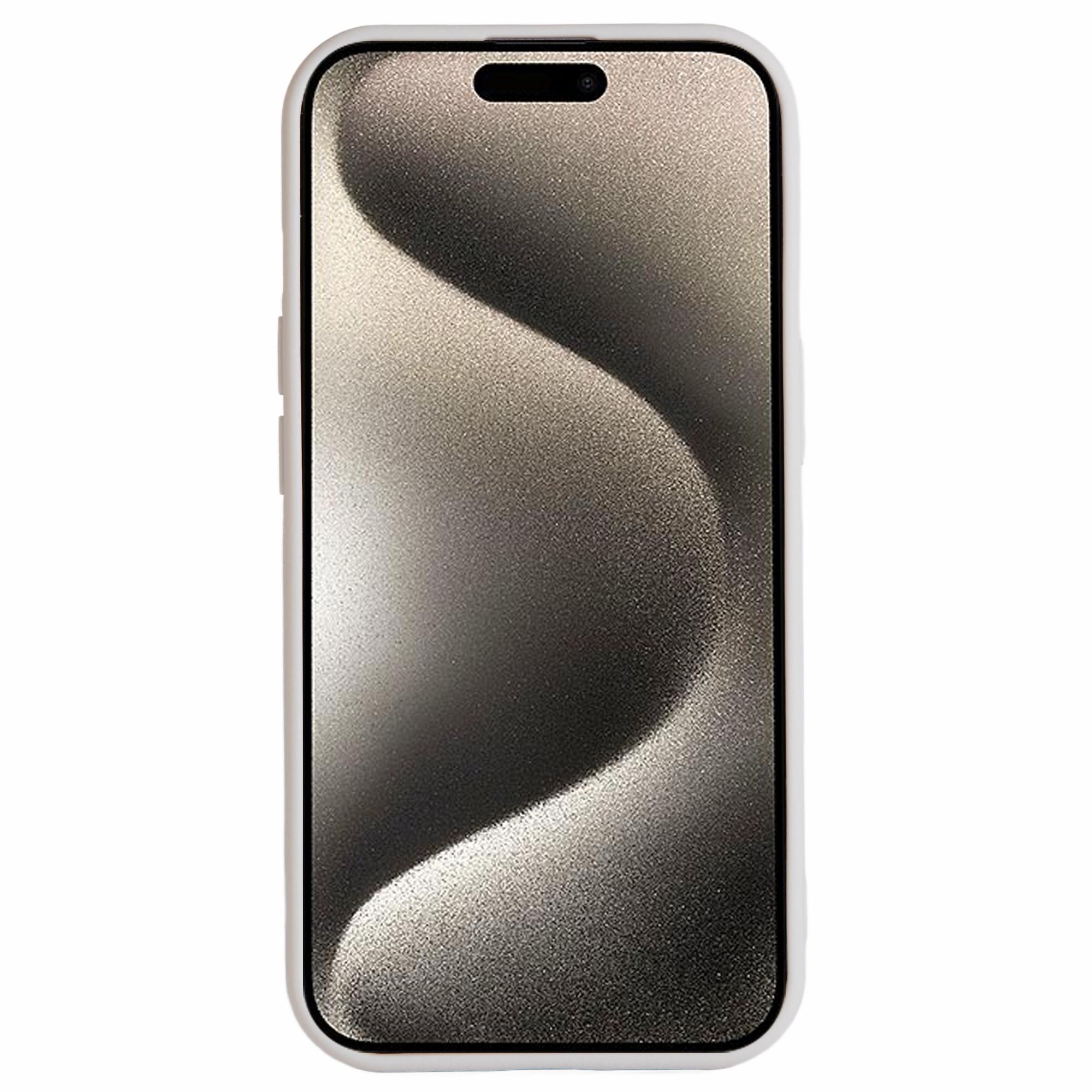 

For iPhone 15 Case Litchi Texture TPU Shockproof Phone Cover White