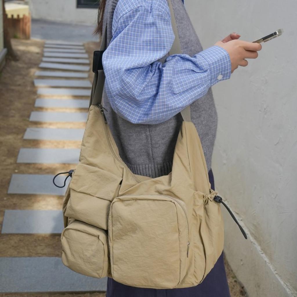 Shoulder Bag Unisex Nylon Multi Pocket Large Capacity Daily Commute