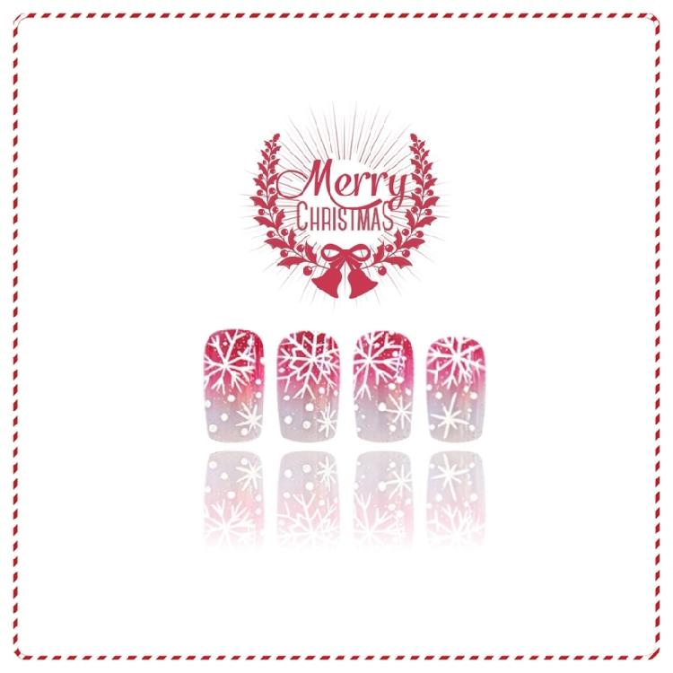 Durability ABS Press On Nail Pack of 24 Red White Snowflake Christmas Fake Nail Easy Application for Long Last Wear