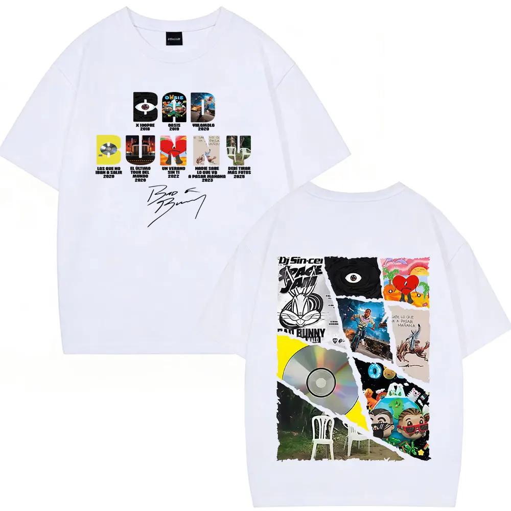 Rapper Bad Bunny Tour Album Merch Magliette Debi Tirar Mas Fotos DTMF Graphics Magliette Uomo Hip Hop Cotone Oversize Magliette alla Moda