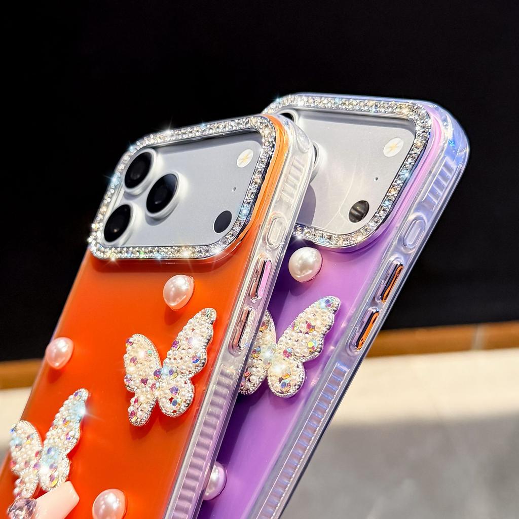 Japan and Korea IMD for iPhone17Promax Mobile Phone Case Apple 16Pro Pearl 15Pro Butterfly Case