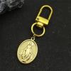 Stainless Steel Virgin Mary Medal Key Chain for Women Men Gold Color Our Lady of Guadalupe Key Ring Jewelry virgen de guadalupe