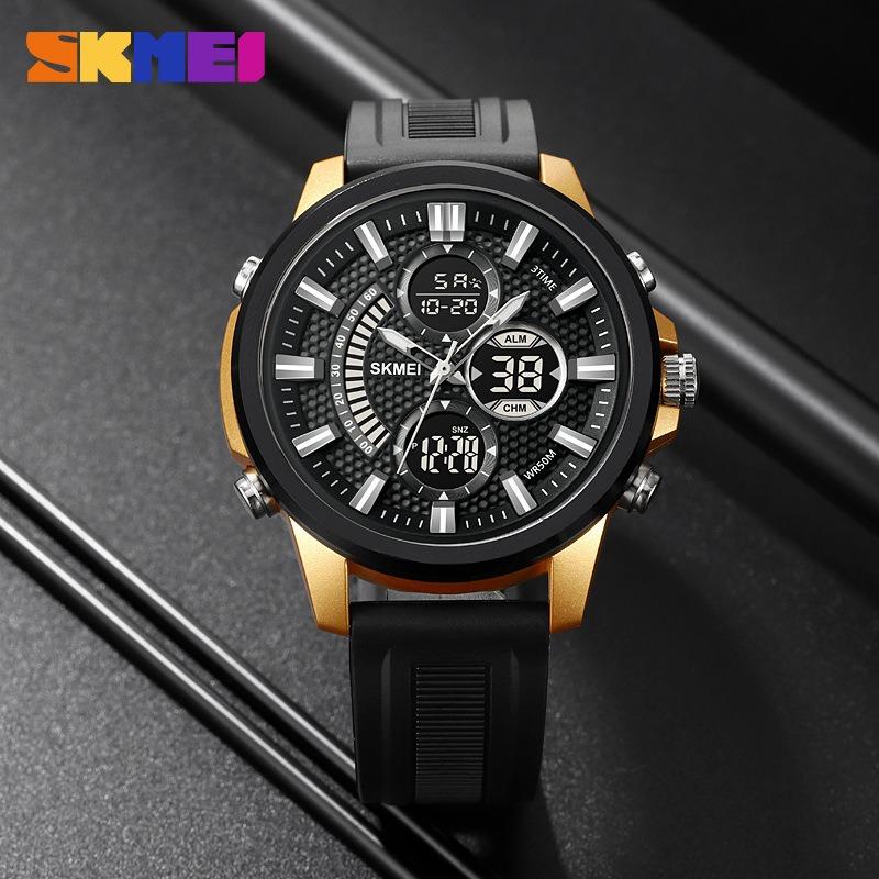 Male student quartz waterproof luminous outdoor alarm clock multi-function dual display electronic watch