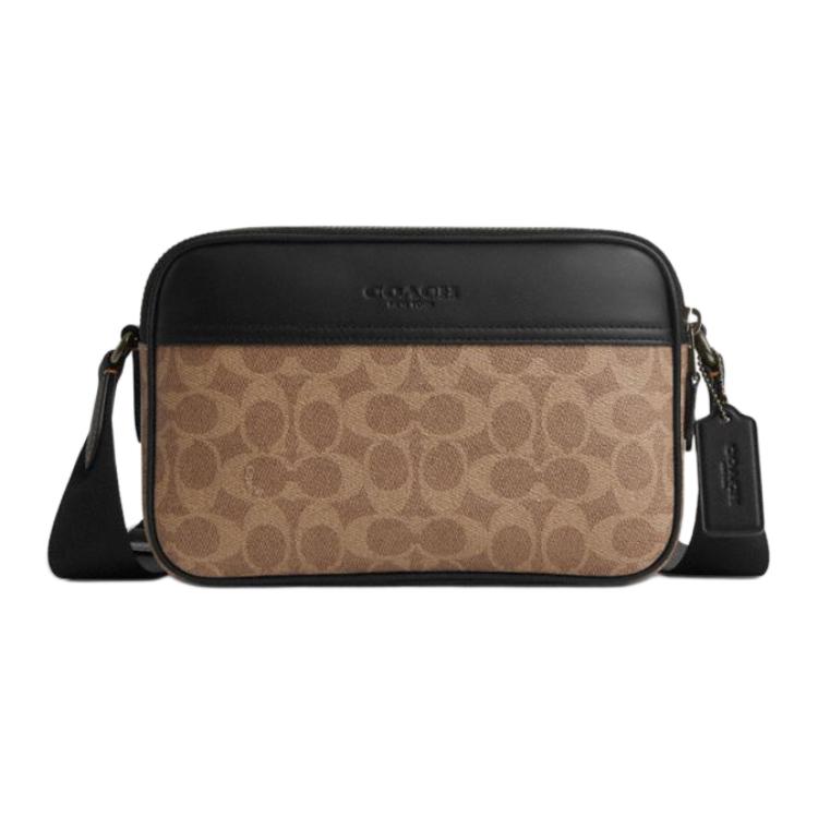 Coach CV921 Women Mini Cally Crossbody Bag Signature Canvas QBNRX Basic Set (Bag+Dust Bag)