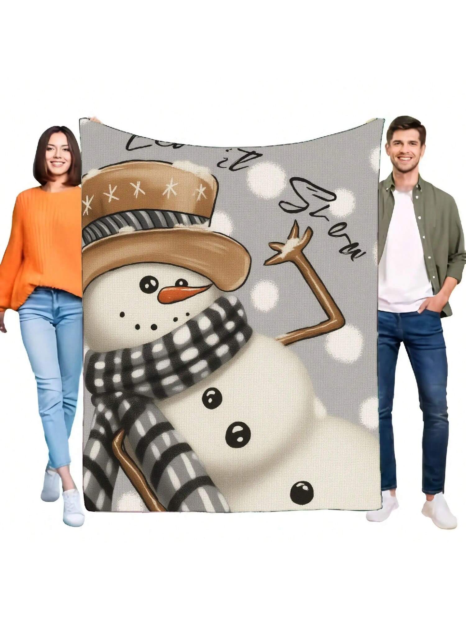 Cozy Snowman Blanket Ultra-Soft Fleece Throw For Living Room, Lightweight Winter Decor, Perfect Holiday Gift For  And Adults 75X95CM серый