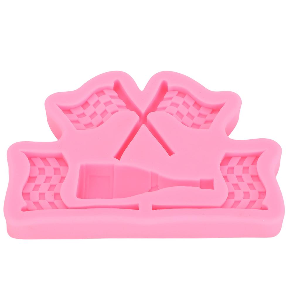 Flagg Fondantform Silikon Racerbiltema Sjokolade Godteri Bakeform Kaketopp Dekorasjon til Gutt Bursdag Leire