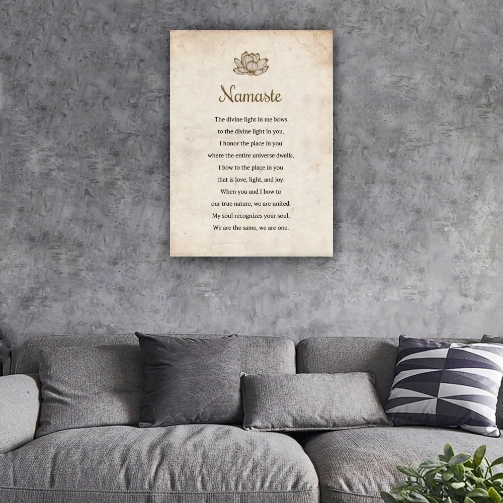 Zhahugge Namaste Wall Art Prints Lotus Flower Wall Art Meditation Poster for Bedroom Modern Home Wall Artwork Deco Decor Picture Painting Canvas